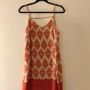 Red and white paisley print tank shit dress